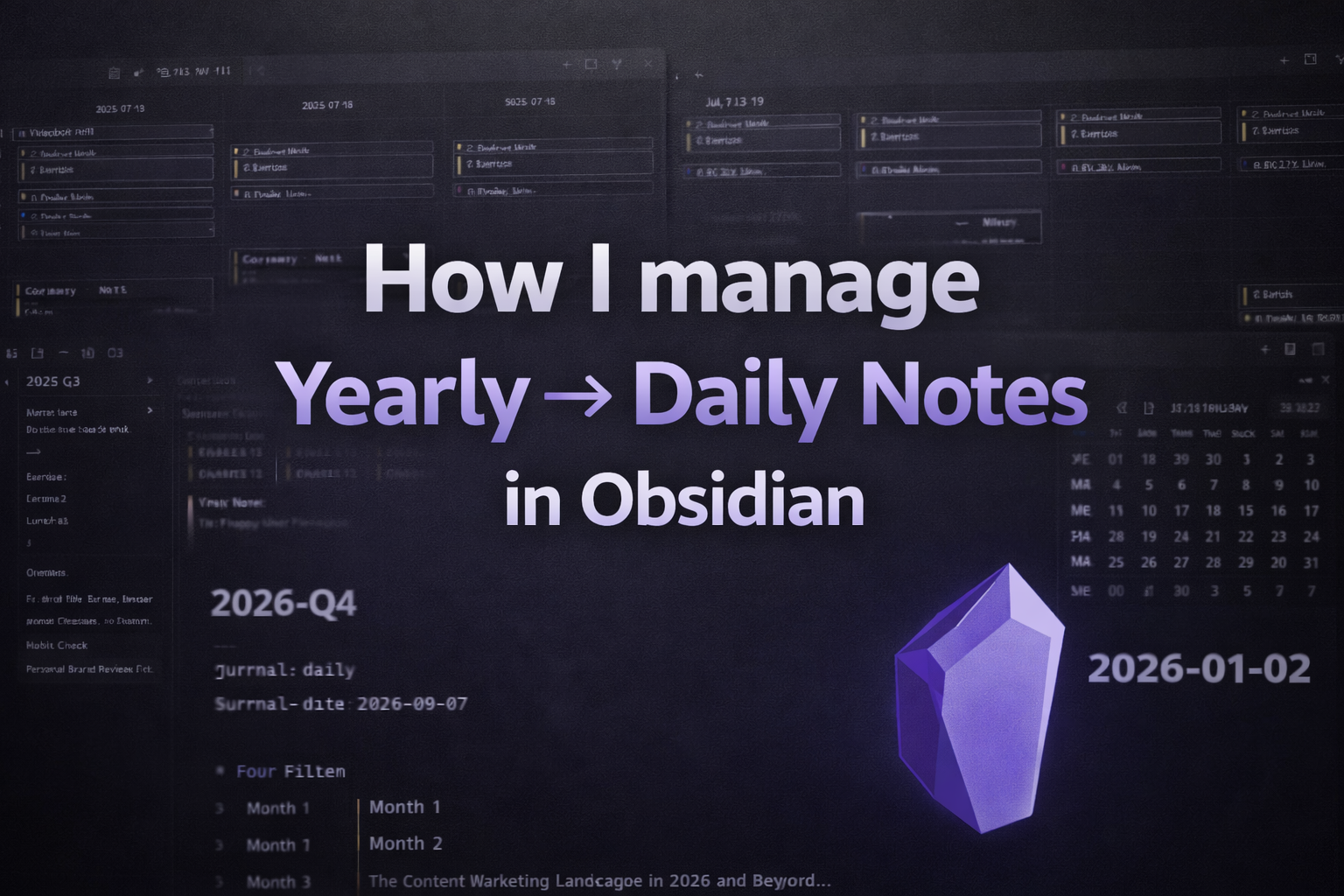 How I Manage Yearly, Quarterly, Monthly, Weekly, Daily Notes in Obsidian